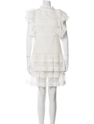 Pre-owned Anine Bing Lace Pattern Mini Dress In White