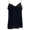Anine Bing Lace Trim Camisole Top In Black Silk In Black