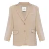 Anine Bing Ladies Beige Quinn Single-breasted Wool Blazer In Beige
