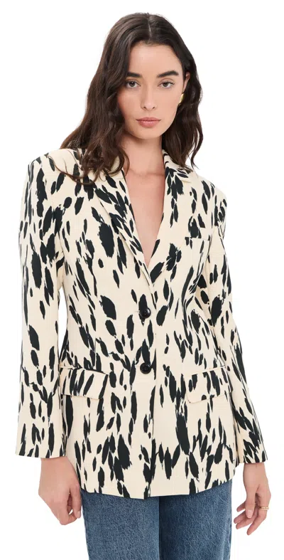 Anine Bing Laika Blazer Golden Beige Leopard In Black