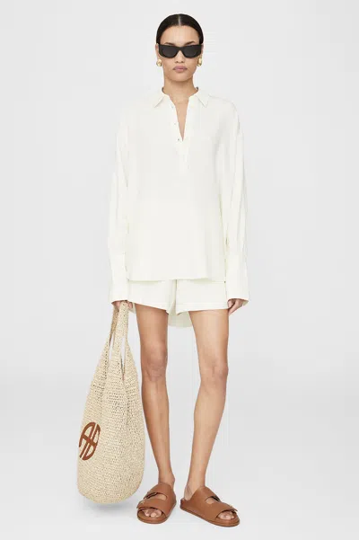 Anine Bing Lake Pullover Shirt In Ivory In White