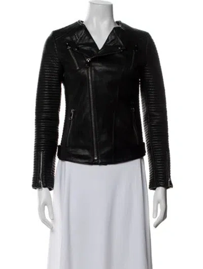 Pre-owned Anine Bing Lamb Leather Biker Jacket In Black