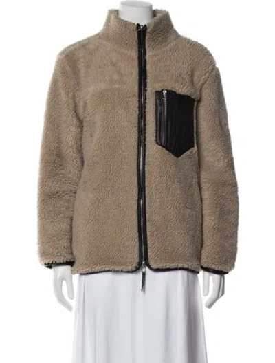 Pre-owned Anine Bing Lamb Leather Faux Fur Jacket In Neutral