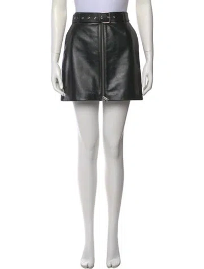 Pre-owned Anine Bing Lamb Leather Mini Skirt In Black