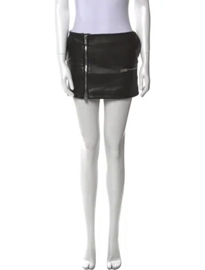 Pre-owned Anine Bing Lamb Leather Mini Skirt In Black