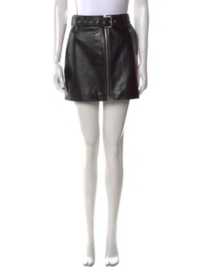 Pre-owned Anine Bing Lamb Leather Mini Skirt In Black