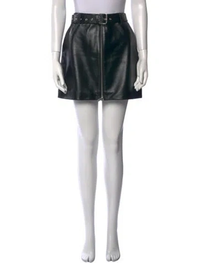 Pre-owned Anine Bing Lamb Leather Mini Skirt In Black
