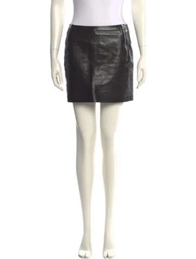 Pre-owned Anine Bing Lamb Leather Mini Skirt In Black