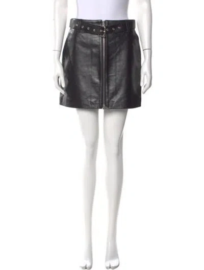 Pre-owned Anine Bing Lamb Leather Mini Skirt In Black
