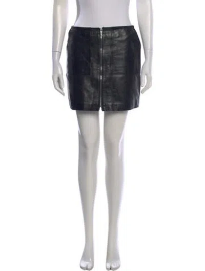 Pre-owned Anine Bing Lamb Leather Mini Skirt In Black