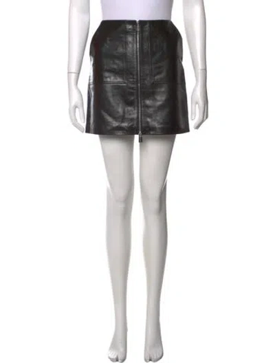 Pre-owned Anine Bing Lamb Leather Mini Skirt In Black