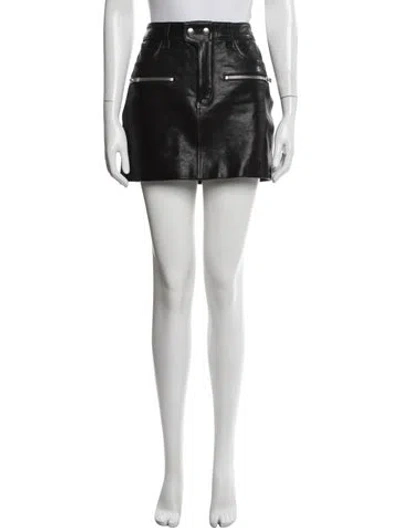 Pre-owned Anine Bing Lamb Leather Mini Skirt In Black