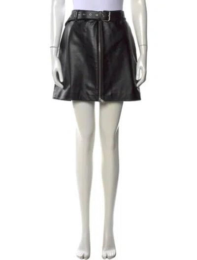 Pre-owned Anine Bing Lamb Leather Mini Skirt In Black