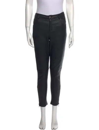 Pre-owned Anine Bing Lamb Leather Skinny Leg Pants In Black