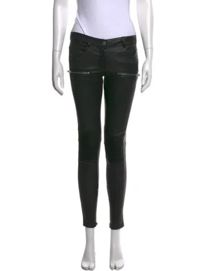 Pre-owned Anine Bing Lamb Leather Skinny Leg Pants In Black