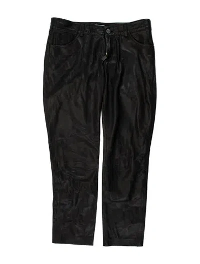 Pre-owned Anine Bing Lamb Leather Straight Leg Pants In Black