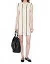 Anine Bing Lanie Sleeveless Dress In Ivory And Army Green Stripe In White