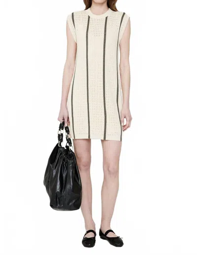ANINE BING LANIE SLEEVELESS DRESS IN IVORY AND ARMY GREEN STRIPE
