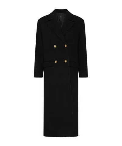 Anine Bing Lapel Long Sleeve Coat In Black