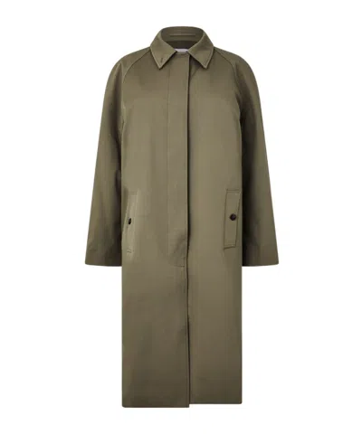 Anine Bing Lapel Long Sleeve Coat In Green
