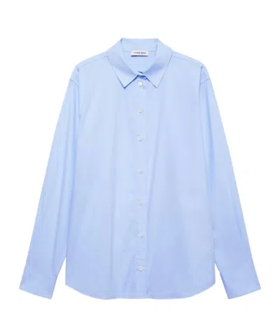 Anine Bing Lapel Long Sleeve Shirt In Blue