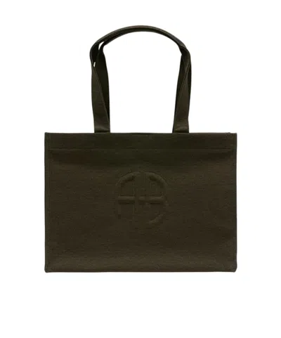 Anine Bing Lara Logo Tote Bag In Sage Green