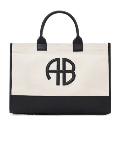 Anine Bing Lara Logo Tote Bag In White