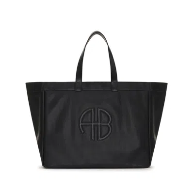 Anine Bing Large Rio Faux Leather Tote Bag In Black