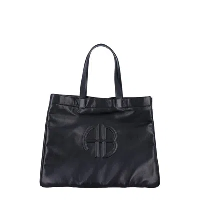 Anine Bing Large Rio Logo Patch Tote Bag In Black