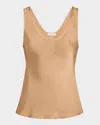 Anine Bing Lea Silk Scoop-neck Tank Top In Dark Green