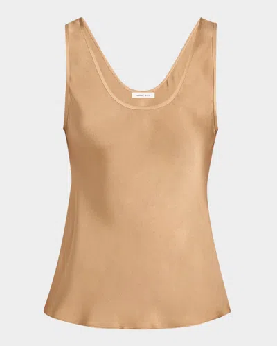 Anine Bing Lea Silk Scoop-neck Tank Top In Brown
