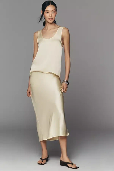 Anine Bing Bar Silk Skirt In Butter Yellow