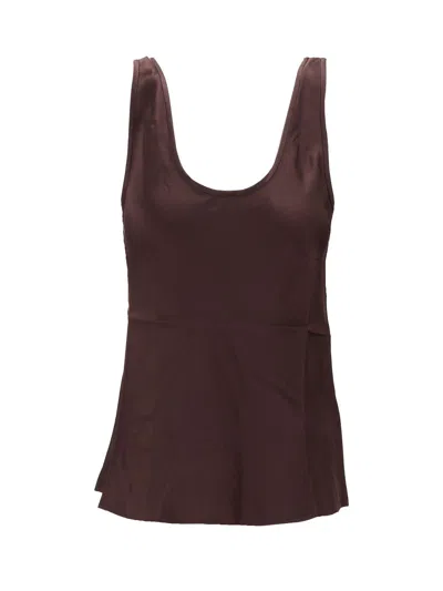 Anine Bing Lea Top Deep Brown In Blue