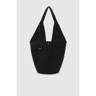 Anine Bing Leah Logo Hobo Bag In Black