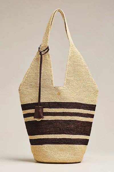 Anine Bing Leah Striped Hobo Bag In Brown