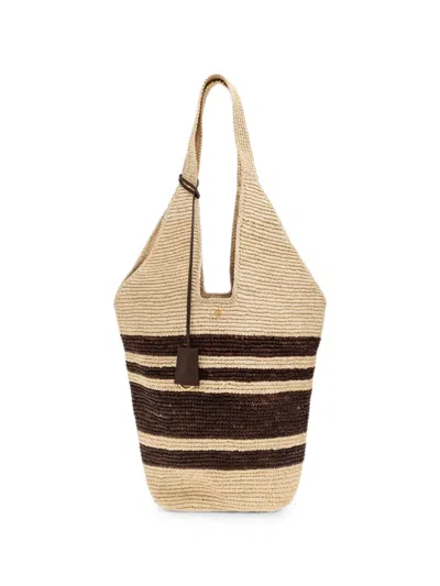 Anine Bing Leah Striped Raffia Tote Bag In Nude