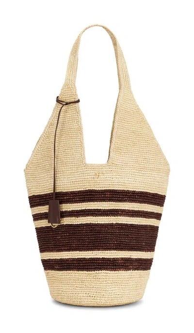 Anine Bing Leah Stripes Hobo Raphia Bag In Multi