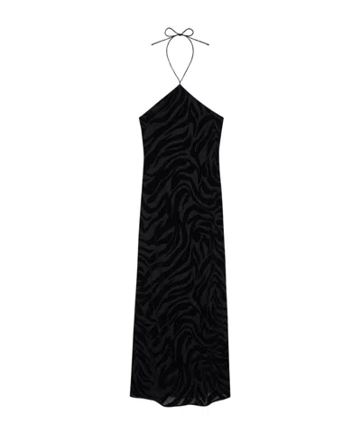 Anine Bing Leanne Halterneck Maxi Dress In Black