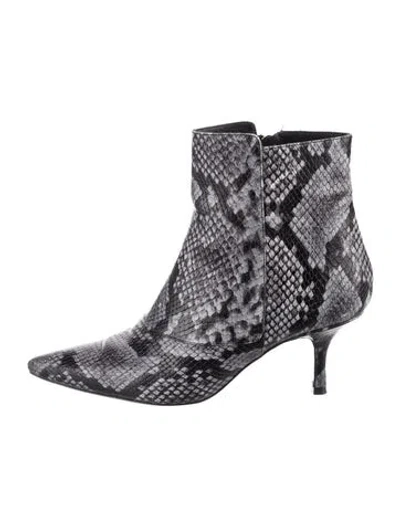 Pre-owned Anine Bing Leather Animal Print Boots In Gray