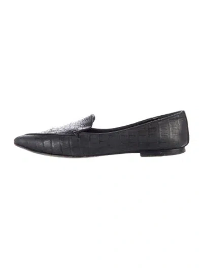 Pre-owned Anine Bing Leather Animal Print Loafers In Black
