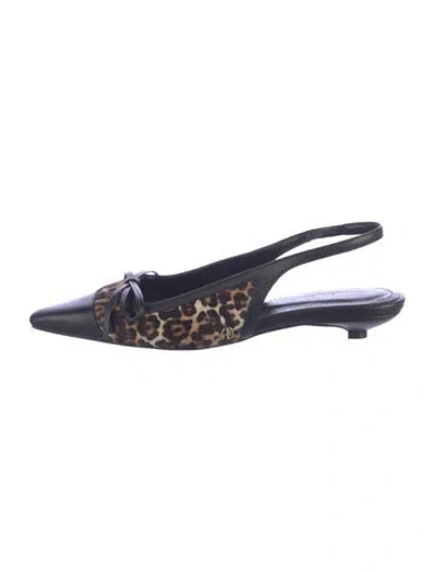 Pre-owned Anine Bing Leather Animal Print Slingback Pumps In Blue