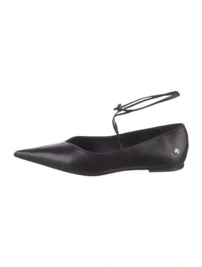 Pre-owned Anine Bing Leather Ballet Flats In Black