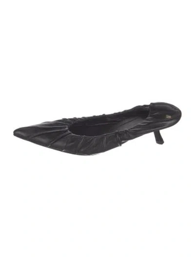 Pre-owned Anine Bing Leather Ballet Flats In Black