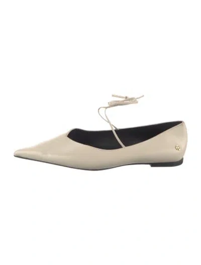Pre-owned Anine Bing Leather Ballet Flats In Neutral