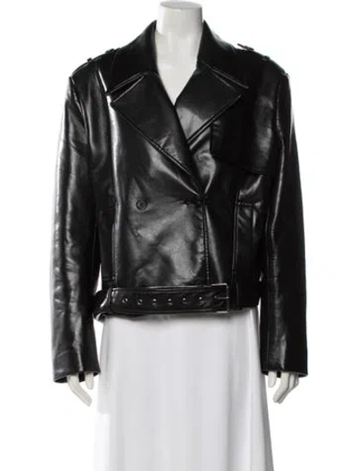Pre-owned Anine Bing Leather Biker Jacket In Black