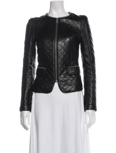 Pre-owned Anine Bing Leather Biker Jacket In Black
