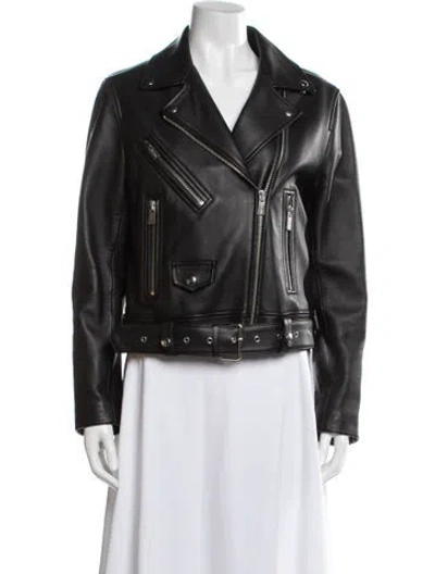 Pre-owned Anine Bing Leather Biker Jacket In Black