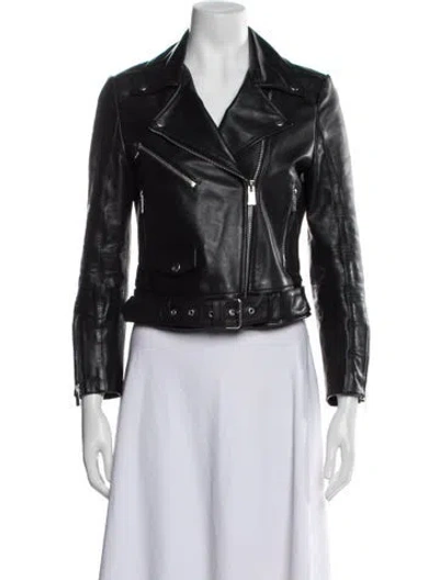 Pre-owned Anine Bing Leather Biker Jacket In Black