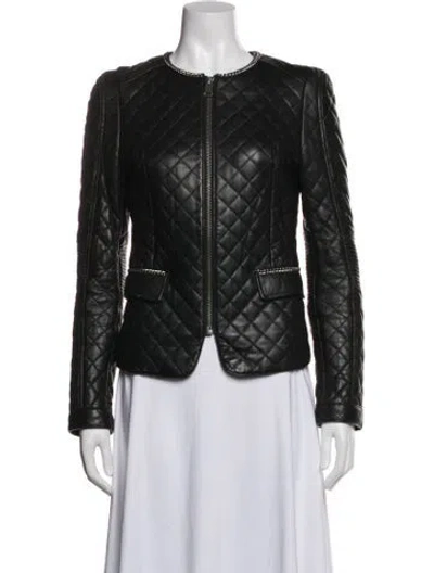 Pre-owned Anine Bing Leather Biker Jacket In Black