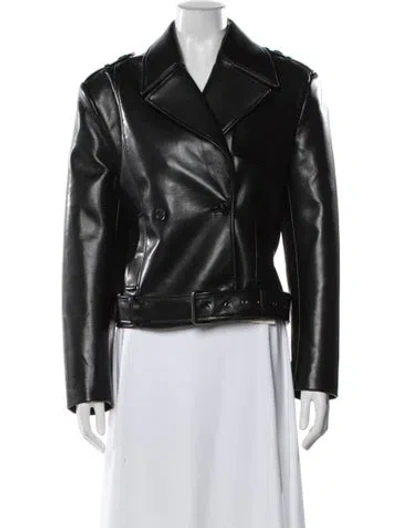 Pre-owned Anine Bing Leather Biker Jacket In Black